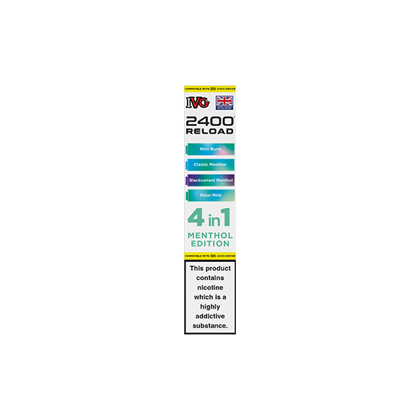20mg IVG 2400 Reload Prefilled Pods 2ml 2400 Puffs - 4 Pcs