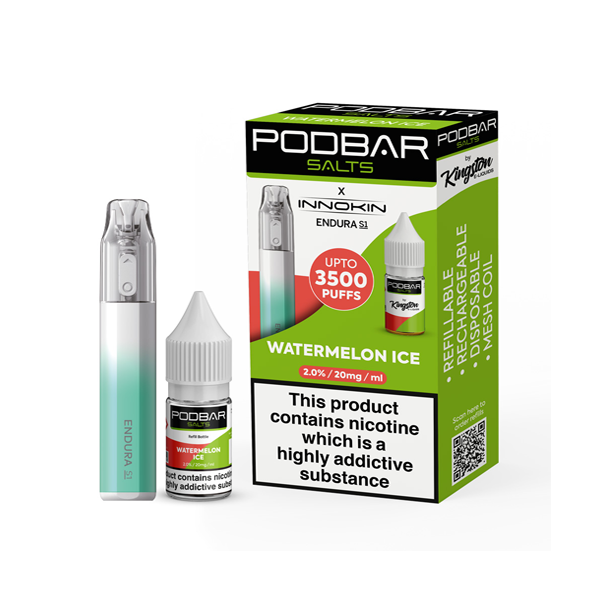 Sels Podbar 20 mg par Kingston x Innokin Endura S1 Kit de vape jetable 3500 bouffées