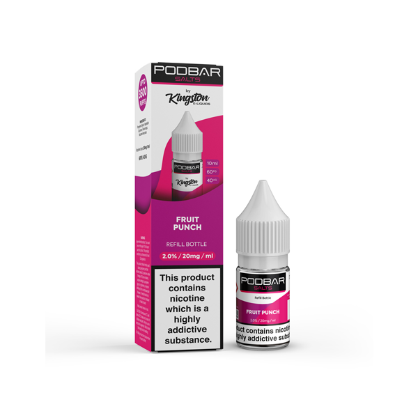 10 mg de sels Podbar par Kingston Recharge de 10 ml de sels de nicotine (60VG/40PG)