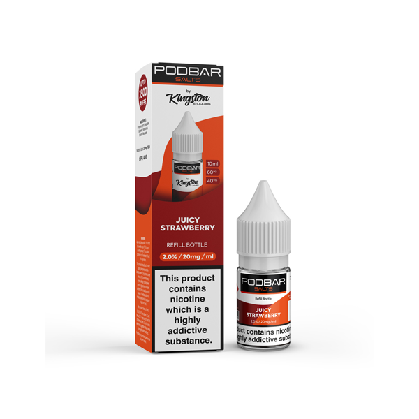 10 mg de sels Podbar par Kingston Recharge de 10 ml de sels de nicotine (60VG/40PG)