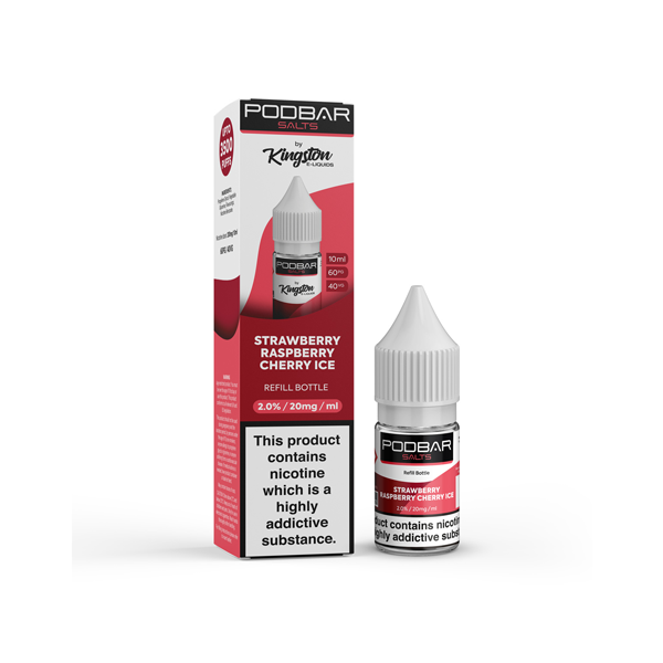 10 mg de sels Podbar par Kingston Recharge de 10 ml de sels de nicotine (60VG/40PG)