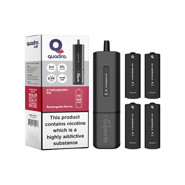 Kit de vape Pod Quadro 2.4K 20 mg série noire 2400 bouffées