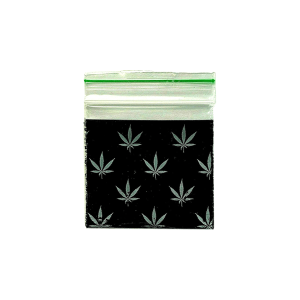 Zipper Branded 40mm x 40mm Black Leaf Bag - Online Vape Shop