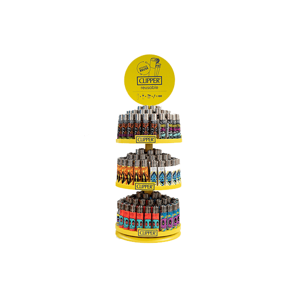 Clipper CP11RH 4 Tier Display Carousel - 144 + 20 Mixed Design Lighters - CL3H118UKH - Online Vape Shop