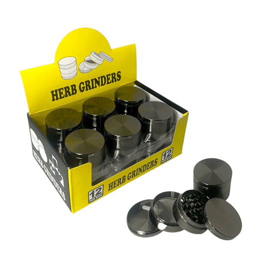 4 part Black Metal Tobacco Grinder - PH6917 - Online Vape Shop