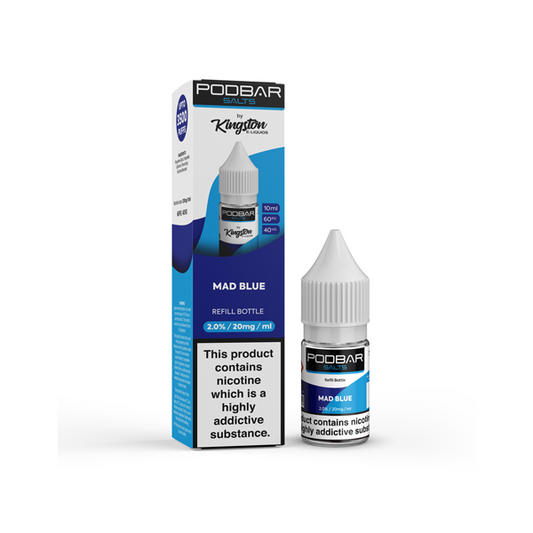 10 mg de sels Podbar par Kingston Recharge de 10 ml de sels de nicotine (60VG/40PG)