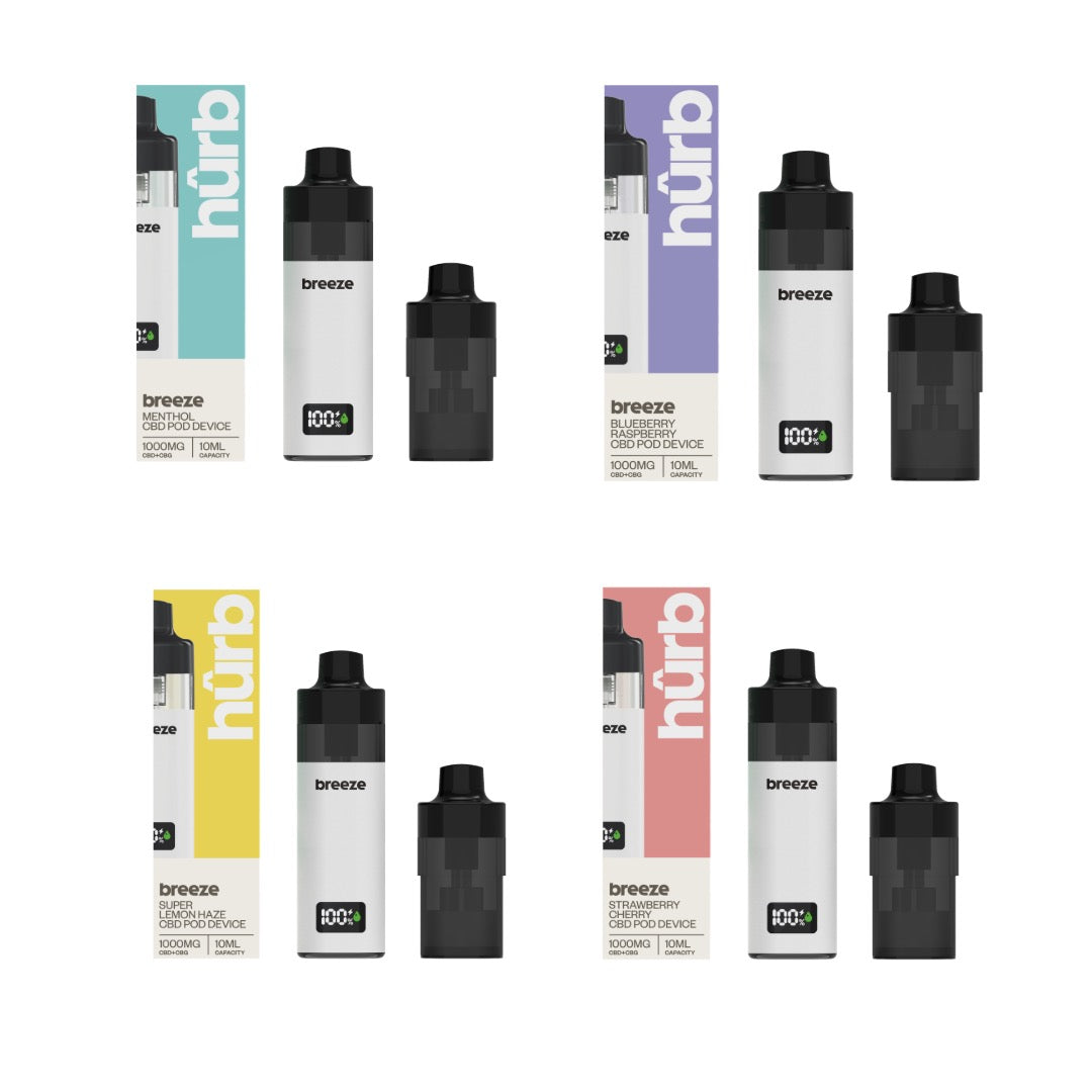 Hurb Breeze CBD 500mg + 500mg CBG Prefilled Pod 10ml + Pod Vape Device