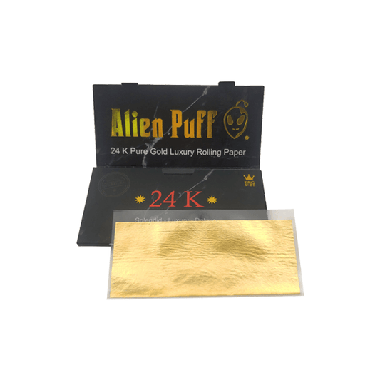 12 Alien Puff Black & Gold King Size 24K Gold Rolling Papers ( HP175AP ) - Online Vape Shop