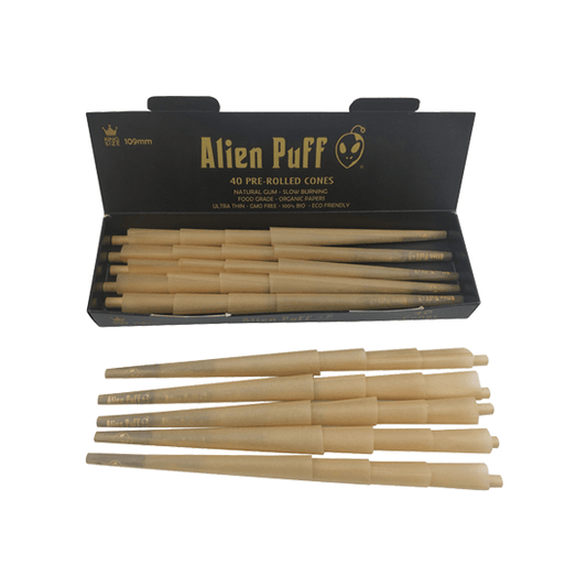40 Alien Puff Black Gold King Size Pre Rolled 109mm Cones ( HP37 ) - Online Vape Shop