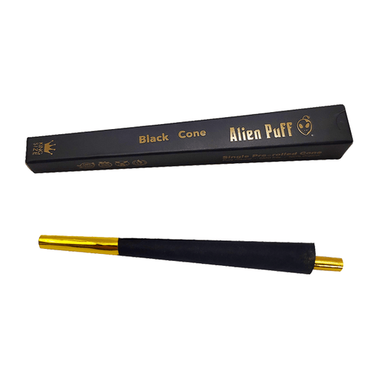24 Alien Puff Black & Gold King Size Pre-Rolled Black Cones ( HP193AP ) - Online Vape Shop
