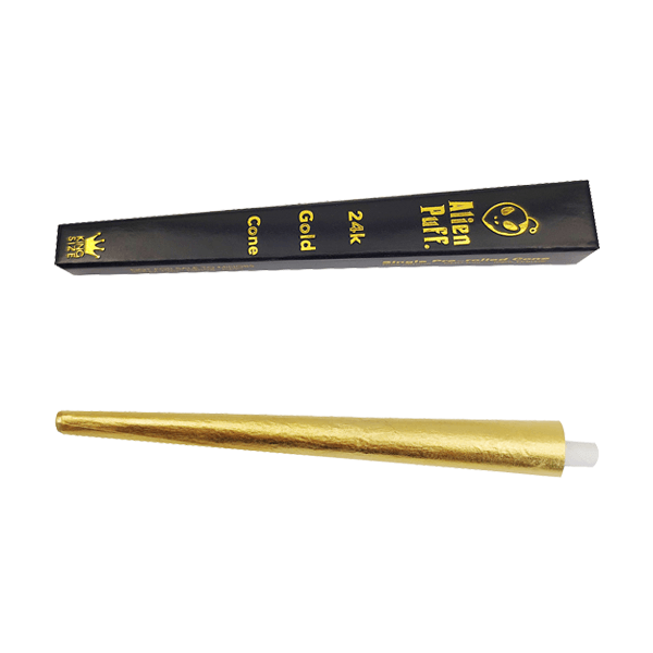 9 Alien Puff Black & Gold King Size Pre-Rolled 24K Gold Cones ( HP194AP ) - Online Vape Shop