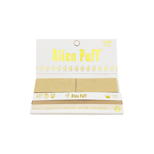 33 Alien Puff White & Gold King Size Unbleached Brown Rolling Papers ( HP109 ) - Online Vape Shop