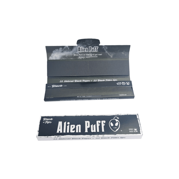33 Alien Puff King Size Black Rolling Papers With Tips ( HP2216 ) - Online Vape Shop