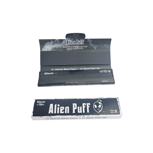 33 Alien Puff King Size Black Rolling Papers With Tips ( HP2216 ) - Online Vape Shop