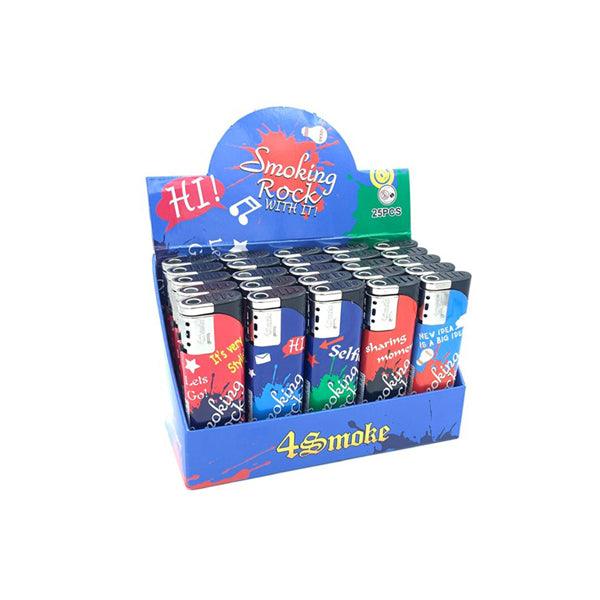25 x 4Smoke Wind-Proof Printed Lighters - 218WE - Online Vape Shop