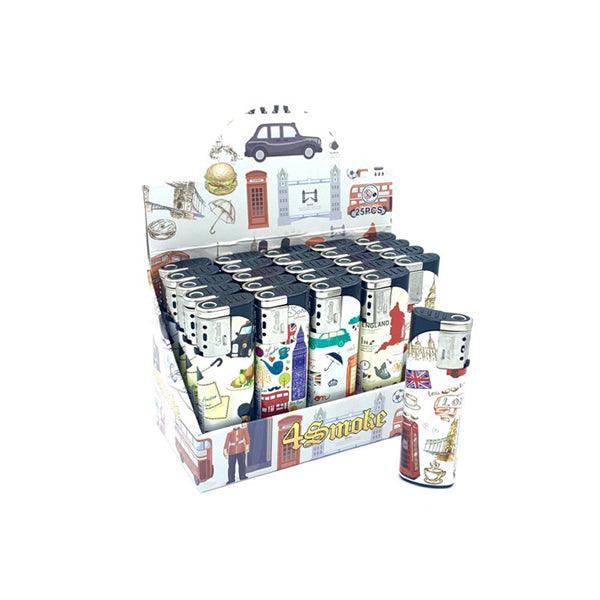 25 x 4Smoke Wind-Proof Printed Lighters - 218WE - Online Vape Shop