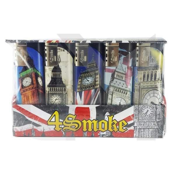 25 x 4Smoke Wind-Proof Printed Lighters - 218WE - Online Vape Shop