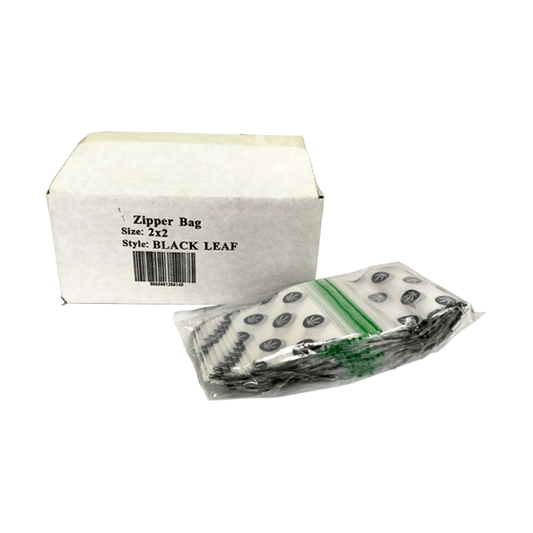 Zipper Branded 2 x 2 Black Leaf Bags - Online Vape Shop
