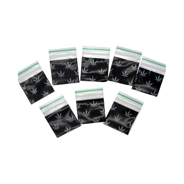 Zipper Branded 30mm x 30mm Black Leaf Bags - Online Vape Shop