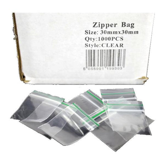 Zipper Branded 30mm x 30mm Clear Bags - Online Vape Shop