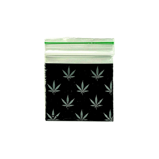 Zipper Branded 40mm x 40mm Black Leaf Bag - Online Vape Shop