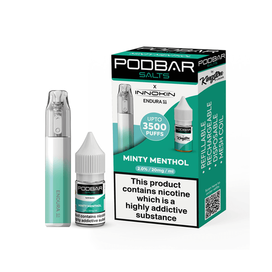 20mg Podbar Salts by Kingston x Innokin Endura S1 Disposable Vape Kit 3500 Puffs - Online Vape Shop