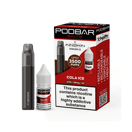 10mg Podbar Salts by Kingston x Innokin Endura S1 Disposable Vape Kit 3500 Puffs - Online Vape Shop