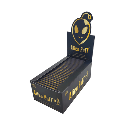 50 Alien Puff Black & Gold 1 1/4 Size Unbleached Brown Rolling Papers ( HP104 ) - Online Vape Shop