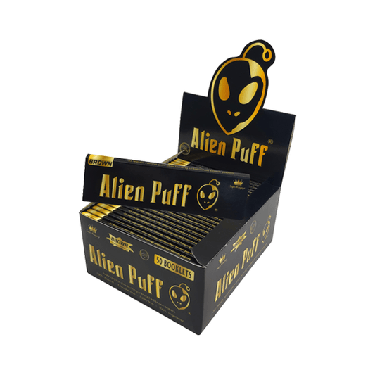 33 Alien Puff Black & Gold Super King Size Unbleached Brown Rolling Papers ( HP2104AP ) - Online Vape Shop