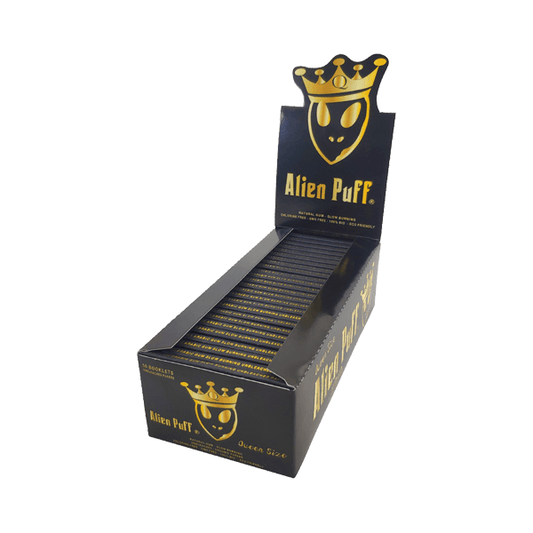62 Alien Puff Black & Gold Queen Size Unbleached Brown Rolling Papers ( HP124 ) - Online Vape Shop