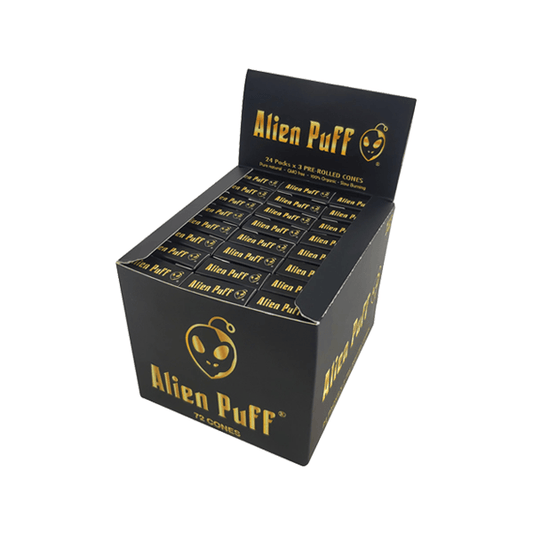 72 Alien Puff Black & Gold 1 1/4 Size Pre-Rolled Cones ( HP146APC ) - Online Vape Shop