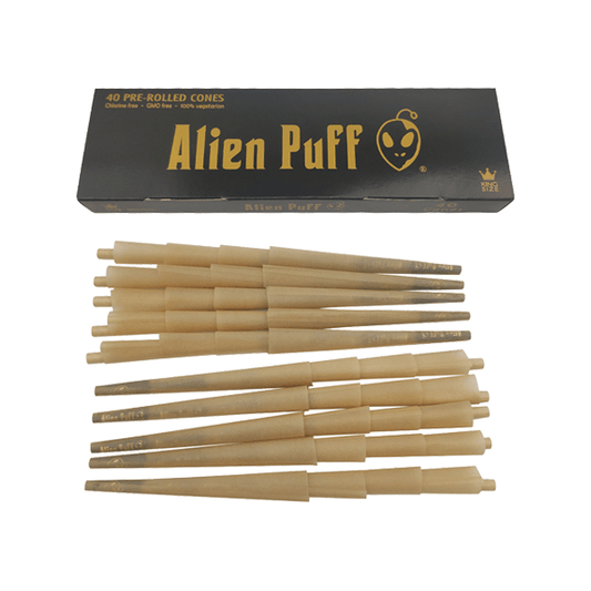 40 Alien Puff Black & Gold 1/4 Size Pre-Rolled 84mm Cones ( HP137 ) - Online Vape Shop