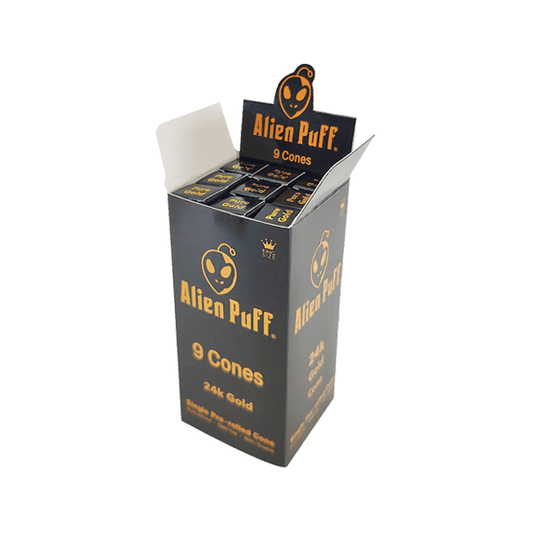 9 Alien Puff Black & Gold King Size Pre-Rolled 24K Gold Cones ( HP194AP ) - Online Vape Shop