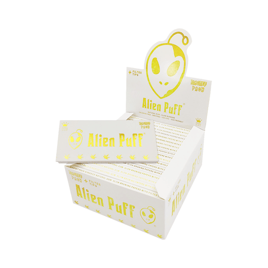 33 Alien Puff White & Gold King Size Unbleached Brown Rolling Papers ( HP109 ) - Online Vape Shop