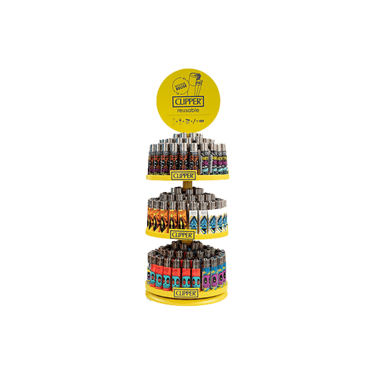Clipper CP11RH 4 Tier Display Carousel - 144 + 20 Mixed Design Lighters - CL3H118UKH - Online Vape Shop