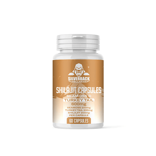 Silverback Wellness 600mg Seamoss & Turkey Tail Infused Shilajit Capsules - 60 Caps - Online Vape Shop
