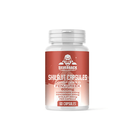 Silverback Wellness 600mg Cordyceps + Fenugreek Infused Shilajit Capsules - 60 Caps - Online Vape Shop