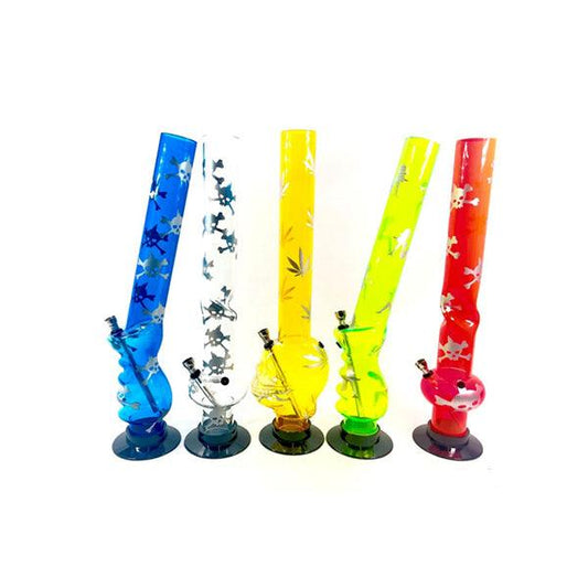 18" Leaf Printed Mixed Design Acrylic Bong - FAP-A - Online Vape Shop